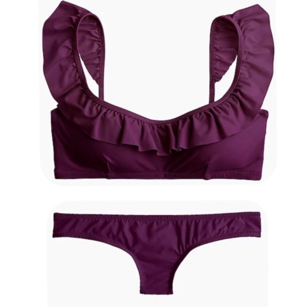 J. Crew Ruffle Surf Hipster Bikini Iris XL NWT